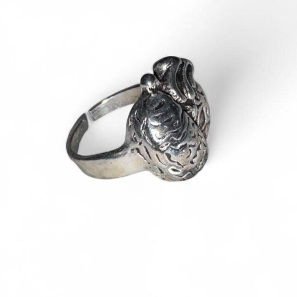 Size 7 Silver brain ring with gap in back for adjustment#goth #skater #ring